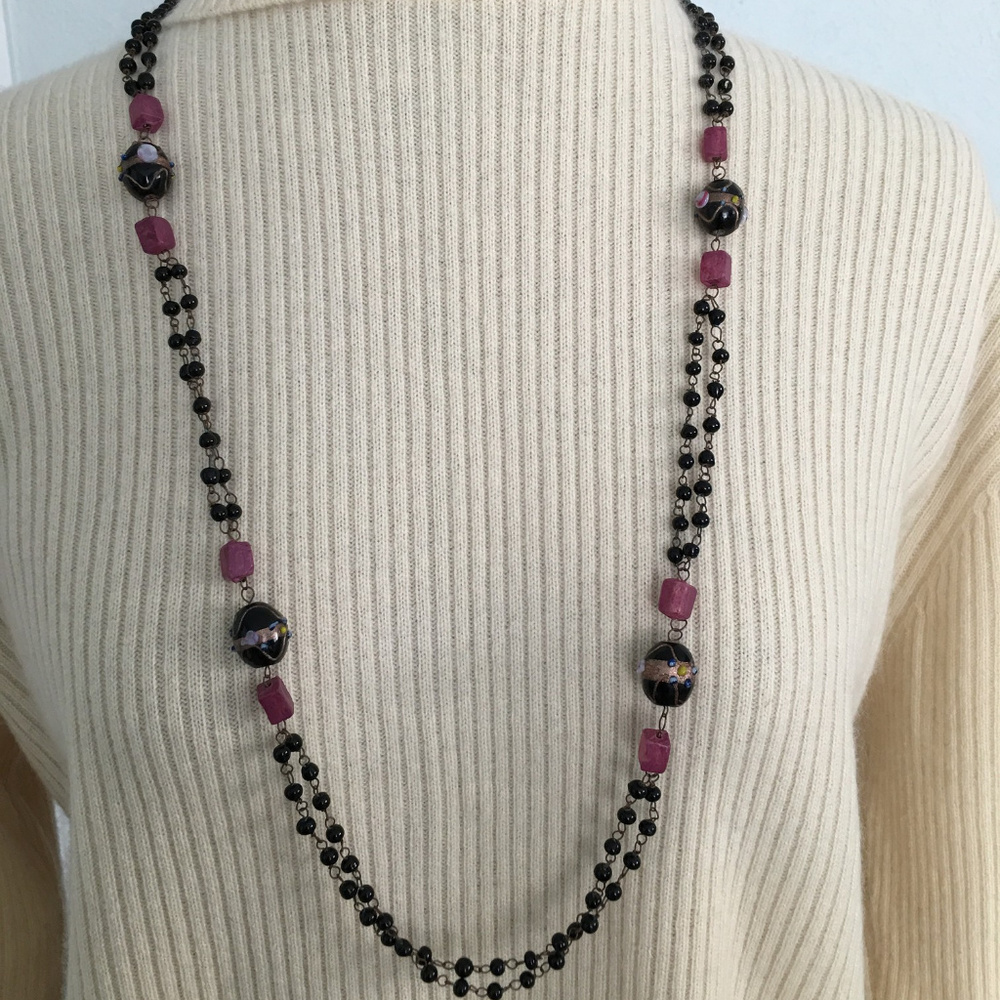 Art Deco Venetian Wedding Cake Bead Necklace